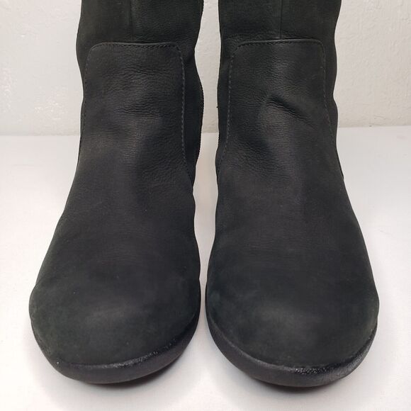 Aravon Womens Fairlee Black Leather Mid Winter Wedge Boots Waterproof Size 8 US - Picture 2 of 16